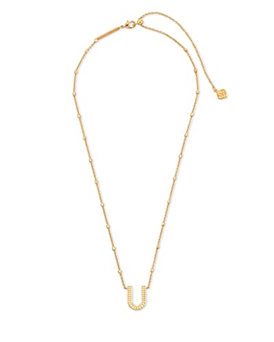 Kendra Scott Letters A-Z Pendant Necklace for Women, Fashion Jewelry, 14k Gold-Plated Brass - color: Letter U