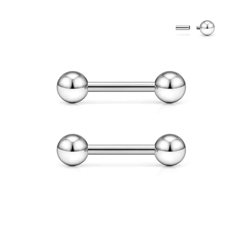 Ruifan Grade 23 Titanium Internally Threaded Nipple Piercing Jewelry Barbell Ring PA Tongue Rings Nipple Straight Body Piercing Jewelry for Women Men 16G 14G 12G 8G 6G 4G 2G - size: 12GA - 1/2" (12mm)