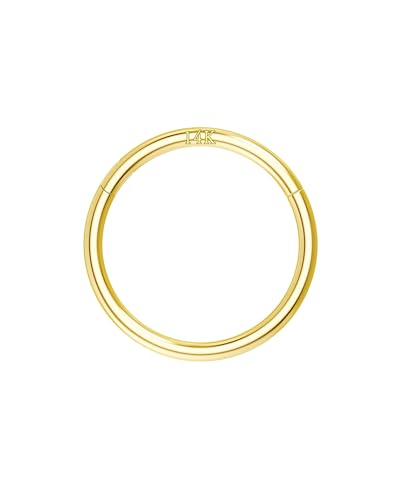14K Solid Gold Nose Rings, Yellow Gold, 18g/16g/20g | For Women Man, Real Gold, 14Kt, Tiny Seamless Hoop, Nose Piercing, Cartilage Earring, Hypoallergenic - color: HoopA, size: 20g-7mm
