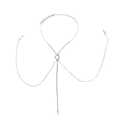 Rhinestone Fake Nipple Rings Body Chain for Women Crystal Tassel Bra Chest Chain Non Piercing Nipple Noose Body Chains Jewelry Sexy Summer Beach Bikini Body Jewelry - color: Silver