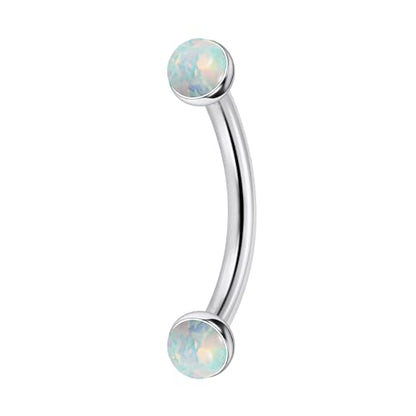 Jenxnjsjo F136 Titanium 16g 6/8/10mm Opal Eyebrow/Rook/Snug/Vertical-Labret/VCH/Snake-Eyes/Anti-Tragus/Christina/Daith/Belly-Button/Bridge/Hood/Surface Curved Barbell Piercing Jewelry for Women Men - color: White Opal, size: 10 mm
