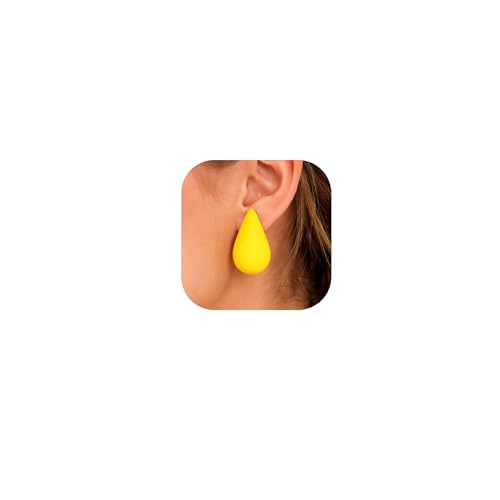 14K Gold Clip On Earrings Women,Teardrop Chunky Detachable Hoop Clip-On Earrings for Non Pierced Ears Hypoallergenic Lightweight Earring Clips - color: Yellow
