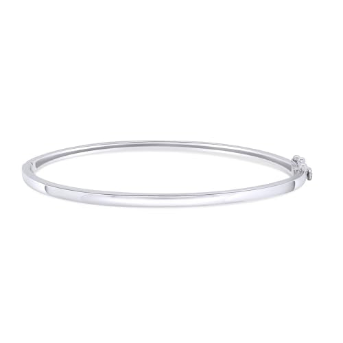 Classic Plain Design & 7 inch Bangle Bracelet for Women | Metal: Sterling Silver|Stone: Moissanite - color: Classic Plain