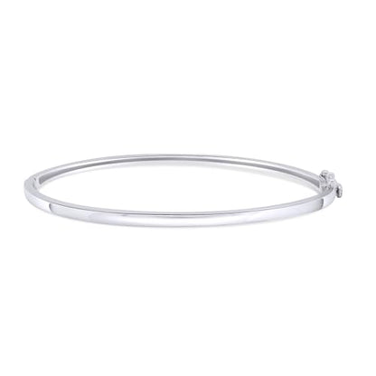 Classic Plain Design & 7 inch Bangle Bracelet for Women | Metal: Sterling Silver|Stone: Moissanite - color: Classic Plain