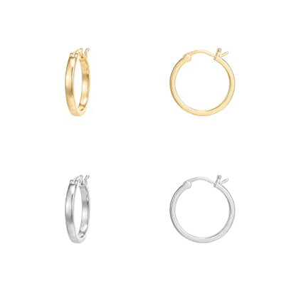 PAVOI 14K Gold Plated 925 Sterling Silver Post Lightweight Hoops | 20mm - 30mm Earring | Gold Hoop Earrings for Women - color: Yellow & White Gold, size: 20 Millimeters