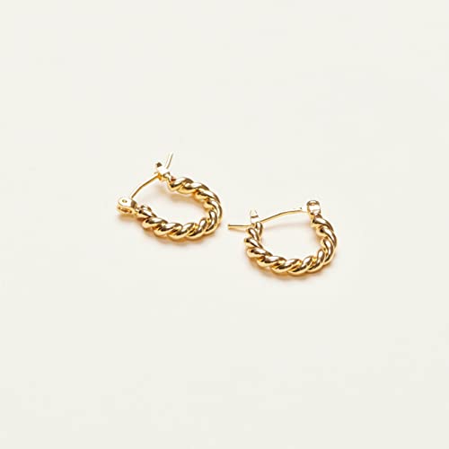18K Gold Plated Brass Mini French Twist Hoops, Hoop Earrings, Minimalist Style, Women Jewelry Gift