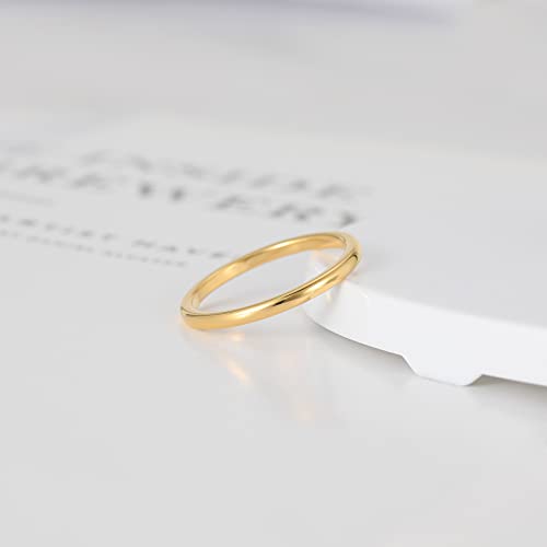 TRUMIUM 2mm 4mm 6mm 8mm Tungsten Wedding Band Ring for Men Women Silver/Rose Gold Plated/Rainbow/Gold Plated Domed High Polish Engagement Promise Rings Comfort Fit 4-15 - color: 2mm 24k gold plated