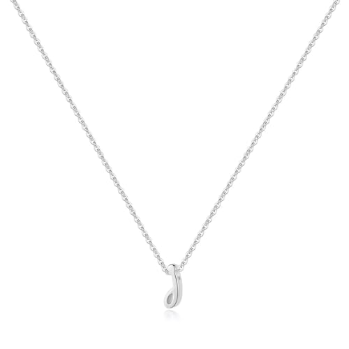 Memorjew 925 Sterling Silver Cursive Initial Necklace, Letter A-Z Necklace | 925 Sterling Silver Necklace, Dainty Letter Cursive Initial Necklaces for Women Trendy Jewelry, Birthday Gifts for Women Her - style: J-Silver