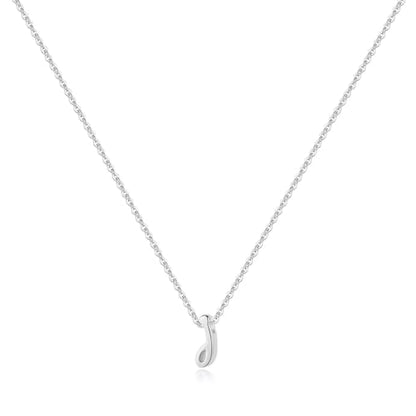 Memorjew 925 Sterling Silver Cursive Initial Necklace, Letter A-Z Necklace | 925 Sterling Silver Necklace, Dainty Letter Cursive Initial Necklaces for Women Trendy Jewelry, Birthday Gifts for Women Her - style: J-Silver