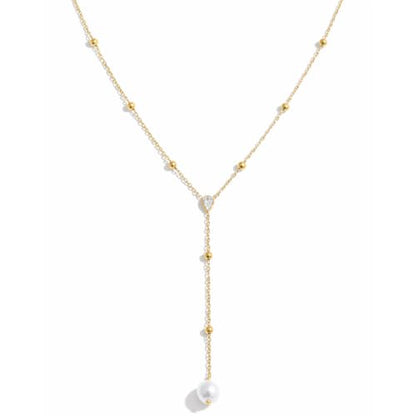 Mchic Gold Necklace for Women Dainty Long Lariat Necklace 18K Gold/Silver Plated Y-Shaped Pendant Necklaces Minimalist Layered Drop Necklaces Trendy Jewelry Gift - color: Gold4