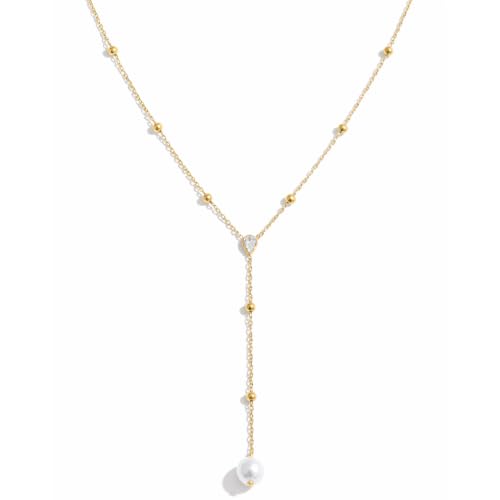 Mchic Gold Necklace for Women Dainty Long Lariat Necklace 18K Gold/Silver Plated Y-Shaped Pendant Necklaces Minimalist Layered Drop Necklaces Trendy Jewelry Gift - color: Gold4