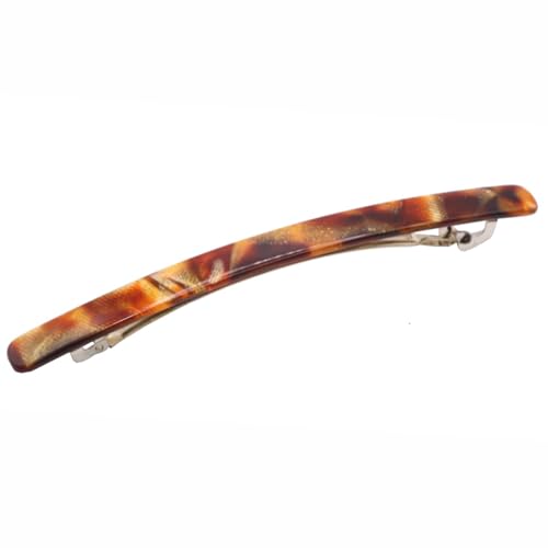 French Amie Long and Thin Caramel Large 4 Inch Hair Clip Barrette | Handmade Automatic Sleek For Women Girls Teens Adults Everyday Style - color: Caramel