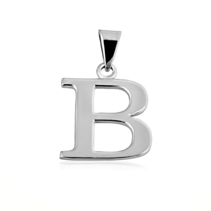 Claddagh Gold .925 Sterling Silver Initial Pendant Charm – Personalized Alphabet Letter Jewelry in 0.80mm or 0.55mm Block Font - color: Pendant Only, size: Small, style: B