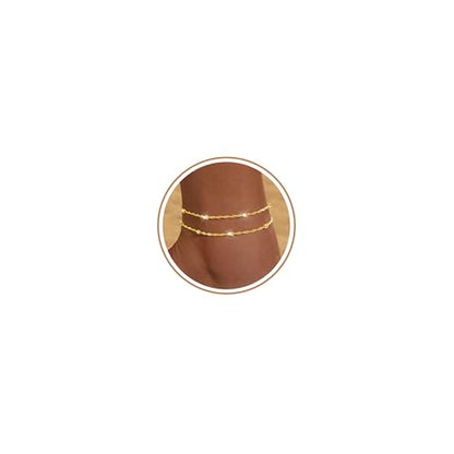 Gold Silver Ankle Bracelets for Women Waterproof 14K Gold Plated Anklets for Women Non Tarnish Dainty Layered Beaded Heart Anklet Set Summer Beach Foot Chain Jewelry Gifts Trendy Stuff - color: D- Ankle Bracelets- Gold