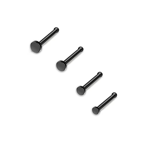AllerPierce 20G 20Pcs Nose Studs Rings Stainless Steel CZ L Shape Bone Screw Stud Nose Piercing Jewelry for Women Men Hypoallergenic Nose Pin 1.5mm 2mm 2.5mm 3mm - color: Black - Straight