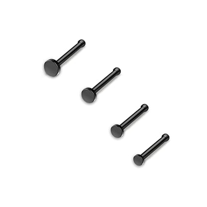 AllerPierce 20G 20Pcs Nose Studs Rings Stainless Steel CZ L Shape Bone Screw Stud Nose Piercing Jewelry for Women Men Hypoallergenic Nose Pin 1.5mm 2mm 2.5mm 3mm - color: Black - Straight