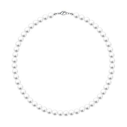 MJartoria Pearl Necklace for Men | Women, 16''-24'' Pearl Necklaces, 4mm/6mm/8mm White Faux Pearl Choker Necklace Trendy Jewelry Gifts for Women Men - size: 22 inches, style: 8mm