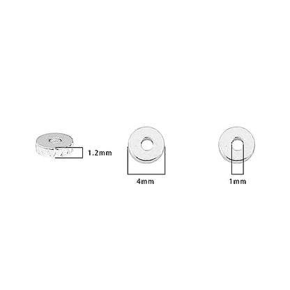 Silver Plated Disk Spacer Beads 4x1.2mm 50pcs for Jewelry Making Findings Non Tarnish - color: Silver, size: 4x1.2mm Disk