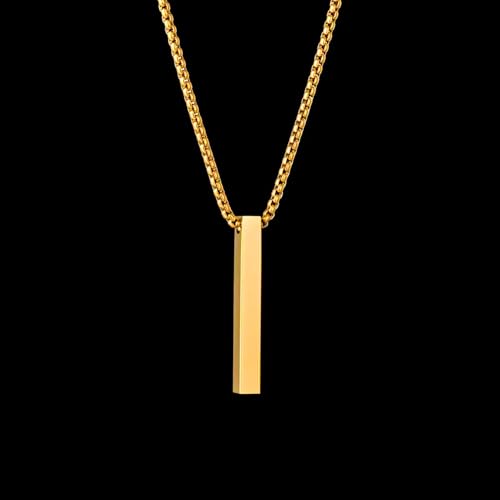 Minimalist Bar Pendant Necklace for Women & Men - Stainless Steel 24" Chain, Gold, Silver, Black, Simple Everyday Jewelry Gift