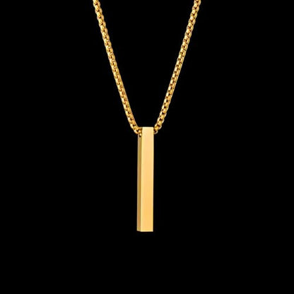 Minimalist Bar Pendant Necklace for Women & Men - Stainless Steel 24" Chain, Gold, Silver, Black, Simple Everyday Jewelry Gift