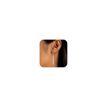 Hypoallergenic Silver Long Dangle Drop Earrings for Women Lady | Long Strip Bar Chain Waterdrop Dangle Leverback Earring Elegant Lightweight Dangling Drop Earings Trendy Jewelry Gifts in Box - color: GoldC