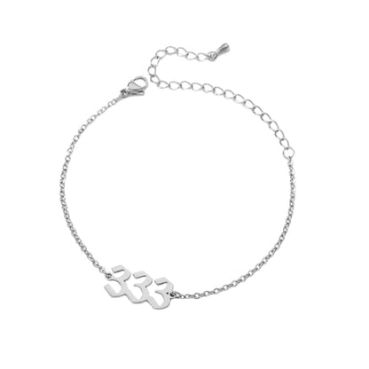 PAURO Women's Angel Number Bracelet Ankle Anklet Chain Adjustable | Stainless Steel, Minimalist Numerology Spiritual Statement Jewelry Gift - color: Silver 333, 8.3+2inch