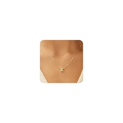 14K Gold Plated Bubble Letter Necklace, Tarnish Free and Waterproof Dainty Initial Necklace for Women, Trendy Personalized Gold Jewelry Gift for Her - color: Gold, style: K