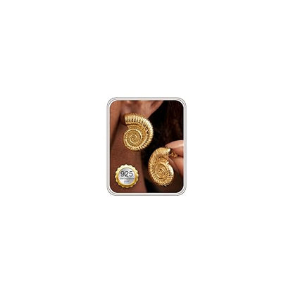 Chunky Gold Stud Earrings for Women Sterling Silver Earring Hypoallergenic | Non Tarnish 14K Gold Plated 925 Silver Posts for Sensitive Ears,Knot Statement Dangle Earrings Gold Jewelry Gifts Lightweight - color: gold plated-conch
