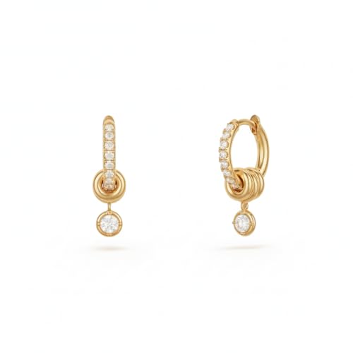 Gold Plated Small Huggie Hoop Cubic Zirconia Earrings for Women, Sparkling Pave Setting Huggie Earrings, Perfect for Special Occasions