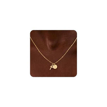 Turandoss Cross Necklaces for Girls, Faith Baptism Jewelry Birthday Gifts | 14K Gold Plated Initial A-Z Cross Pendant Necklace Trendy Birthday Jewelry Gifts for 8 9 10 11 12 13 14 15 16 Teen Girls - color: Gold-I