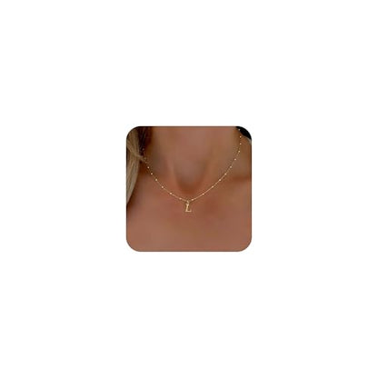Initial Necklaces for Women, Dainty A-Z Pendant Letter Charm Necklace Personalized Name Necklaces for Women Trendy Jewelry Gift - color: L, style: G