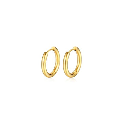 Silver Gold Hoop Earrings for Women Men, 316L Surgical Stainless Steel Huggie Hoop Earrings Set Hypoallergenic Small Cartilage Earrings Lightweight Hoop Earrings Huggie Set - color: 1 Pair Gold(12mm)