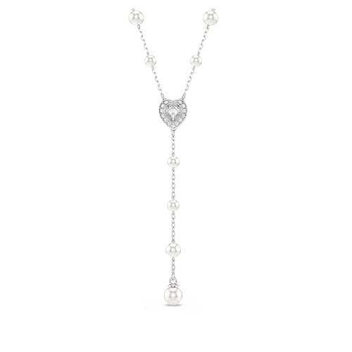 Swarovski Ariana Grande Collection, Clear Crystal & Pearls, Rhodium Finish, Necklaces, Earrings and Bracelets - color: Y Style Necklace