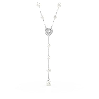 Swarovski Ariana Grande Collection, Clear Crystal & Pearls, Rhodium Finish, Necklaces, Earrings and Bracelets - color: Y Style Necklace