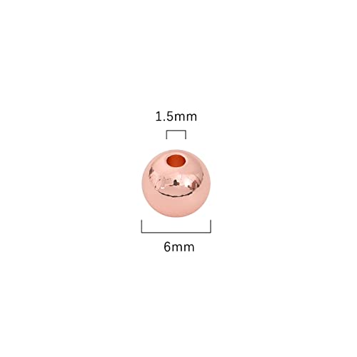 Rose Gold Plated Round Spacer Beads 6mm 30pcs for Jewelry Making Findings Non Tarnish - color: Rose Gold, size: 6mm