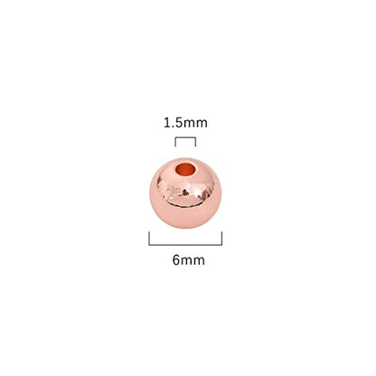 Rose Gold Plated Round Spacer Beads 6mm 30pcs for Jewelry Making Findings Non Tarnish - color: Rose Gold, size: 6mm