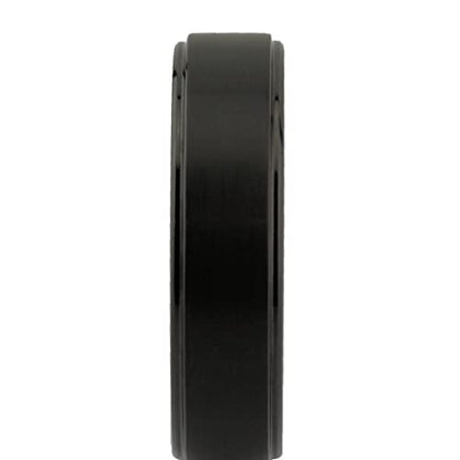 Tungsten Carbide Wedding Bands That Feature Different Finishes and Edge Colors - color: Black/Brushed-6mm