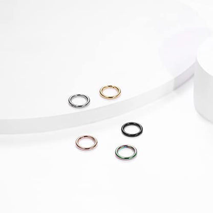 Aumeo 14G 16G 18G 20G Nose Ring Hoop Stainless Steel Hinged Segment Rings Hoops Nose Clicker Ring Tragus Helix Cartilage Daith Rook Earring Piercing Jewelry for Women Men - style: 5pcs 14g 8mm mixed colors