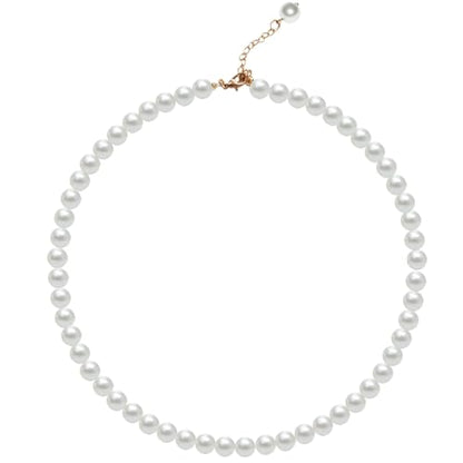 Pearl Necklace for Women, 4/6/8/10mm White Imitation Pearl Necklace, Round Faux Glass Pearl Necklace, Pearl Choker Necklace, Elegant Wedding Parties Necklace - color: Diameter of Pearl 8mm