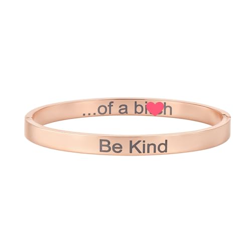 Inspirational Christian Bracelet for Women, Oval Engraved Bible Verse Love Bangle Cuff, Faith Scripture Jewelry, Religious Encouragement Gift for Mom Daughter Sister Friend - color: Be Kind-Oval Bangle Rose Gold
