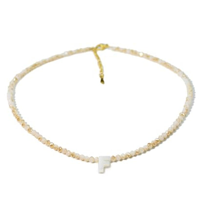 Tanyoyo Initial Necklaces for Women - Trendy Beaded Choker Necklace for Women, Handmade Letter Choker Necklace Jewelry for Women - style: F