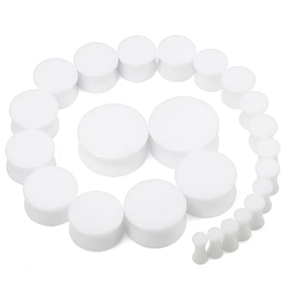 6G-26mm Acrylic Plastic Ear Gauges Tunnels Stretching Kit Double Flared Plugs Tunnels Expanders Stretcher Saddle Gauges Earrings for Men Women Black White Clear - color: White 6G-26mm
