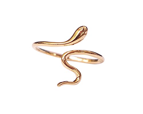 Gold Plated Toe Ring for Women, Adjustable Open Band, Handmade | Fits Toe, Knuckle or Pinky Ring | One Size Fits Most | Comfortable to Wear | Minimalist Style | Water Resistant - color: Snake Band