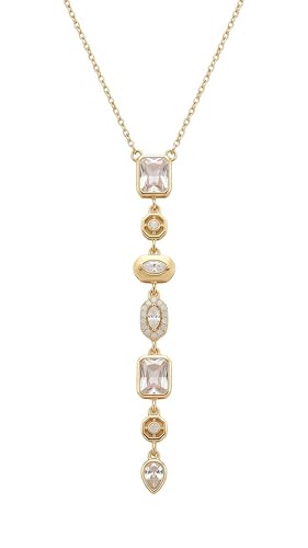 18K Gold Plated Seven Chakra Necklace for Women, Dainty Y Necklace Lariat Drop Pendant, Crystal Healing Yoga Jewelry Gifts - color: Gold White