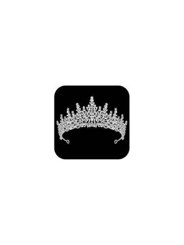 SWEETV Crystal Wedding Tiara for Women, Royal Queen Crown Headband, Rhinestone Princess Hair Accessories for Prom Birthday - color: 0.Silver