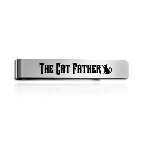Cat Dad Gifts for Cat Lovers Daddy Men Stainless Steel Tie Clips Bar Pin Cats Gifts Christmas Biryhday Presents Cool Cat Lover Gift Stocking Stuffers Valentines Day Fathers Day Gift for Friends