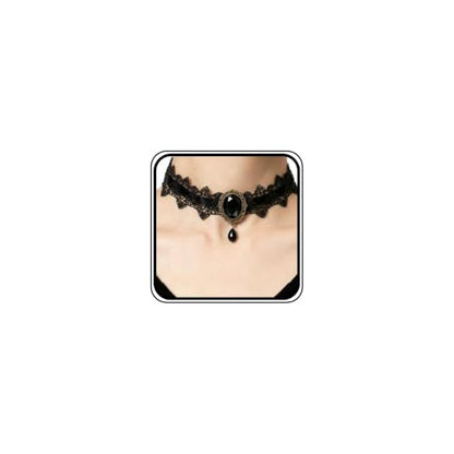 Dainty Black Lace Crystal Choker Necklace Lace Gothic Choker for Women for Halloween Weeding Costume Party Prom Vampire Choker - color: Black