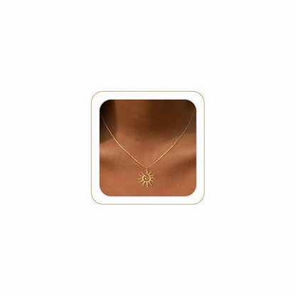 Lariat Necklaces for Women - Dainty Long Necklace Trendy 14K Gold Plated Hypoallergenic Layered Long Y-Shape Sunburst CZ T-Bar Pendant Drop Chain Necklace Set for Women Non Tarinsh Jewelry - style: sunburst-gd
