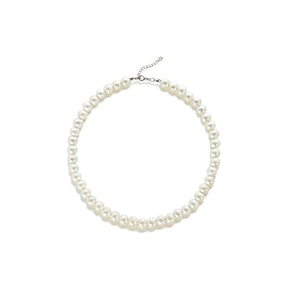 Chunky Pearl Choker Necklace - Stackable Statement Wedding Party Jewelry Gift - size: 10mm pearl