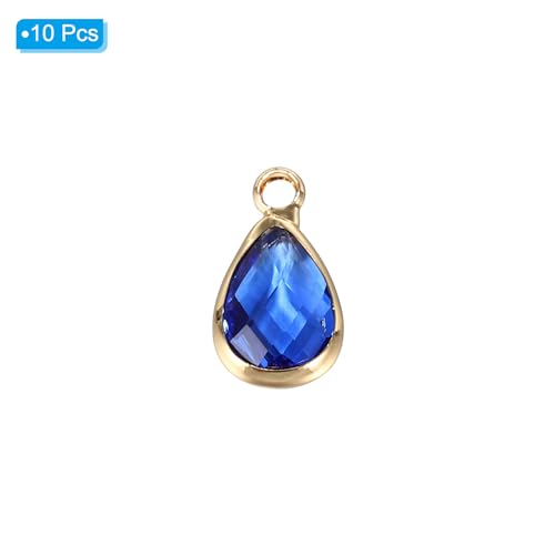 PATIKIL Birthstone Charm Beads Drop Pendant, Handmade Birthstone for Personalized Earrings Bracelet Necklace - color: Dark Blue, size: 0.51" x 0.28"
